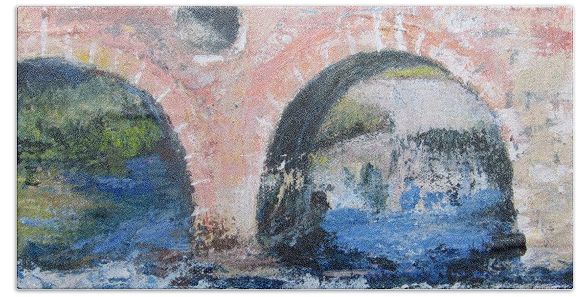 Acrylic Bath Towel featuring the painting Ponte Pietra by Paula Pagliughi