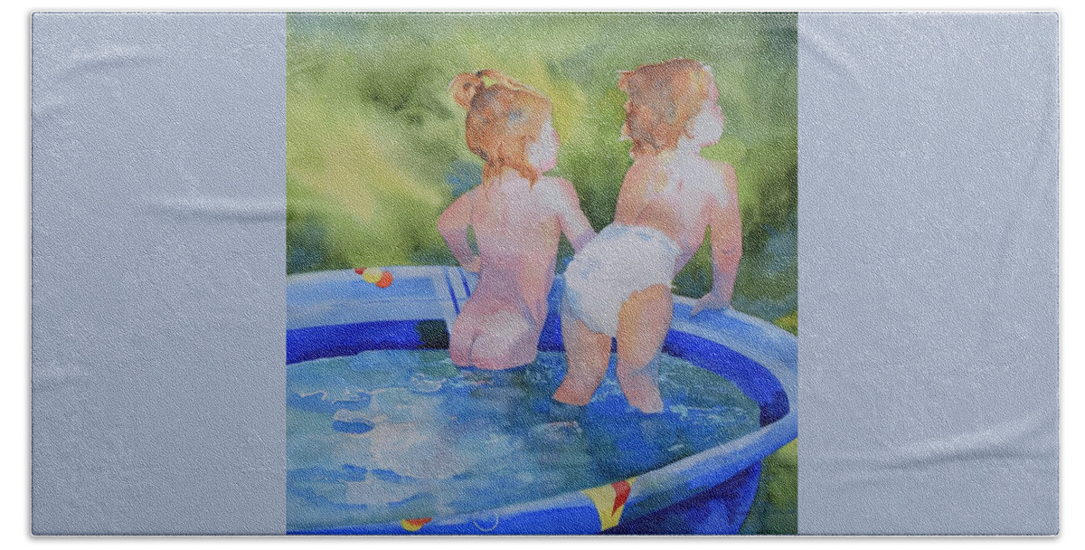 Children Bath Towel featuring the painting Pool Nymphs by Celene Terry