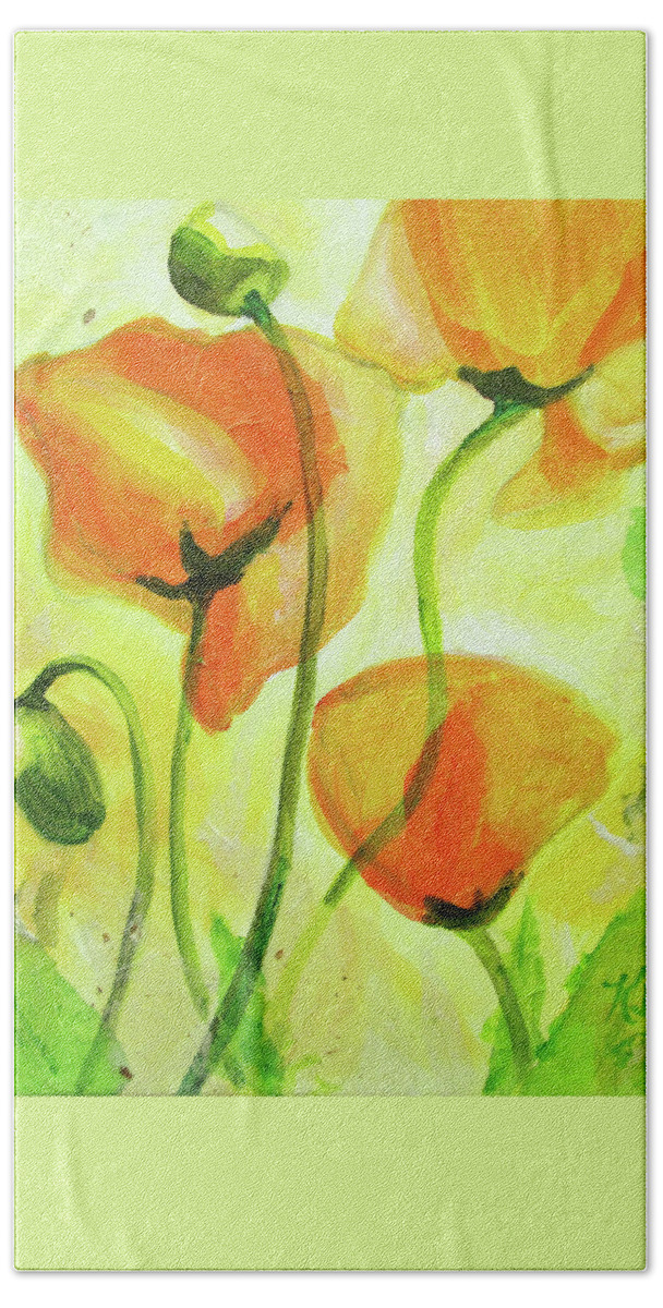 All Bath Towel featuring the painting Poppies for Abundance by Kathy Braud