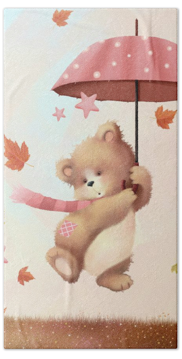 Teddy Bear Hand Towel featuring the painting Poppins by Joe Gilronan