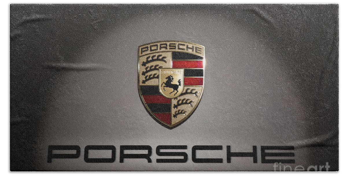Porsche Logo Hand Towel featuring the photograph Porsche Car Emblem 2 by Stefano Senise