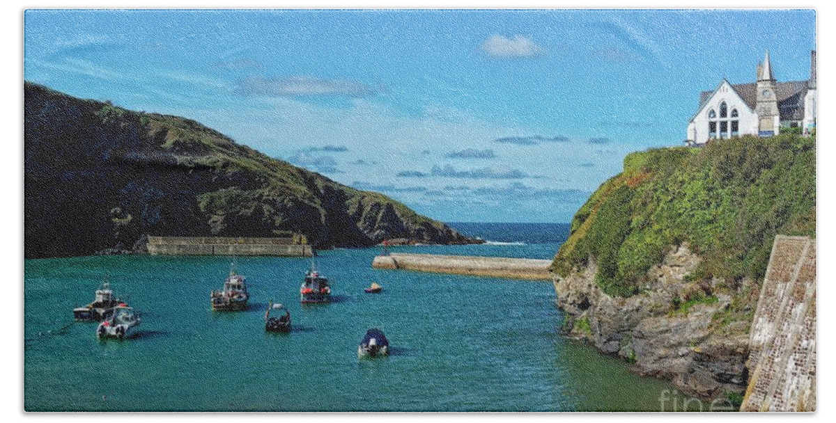 Port Isaac Hand Towel featuring the photograph Port Isaac Harbour, Cornwall by David Birchall