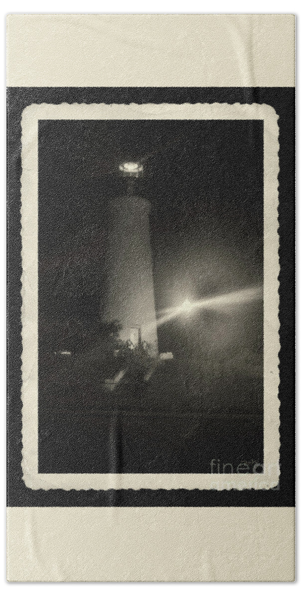Port Isabel Lighthouse In Sepia Bath Towel featuring the photograph Port Isabel Lighthouse in Sepia  by Imagery by Charly