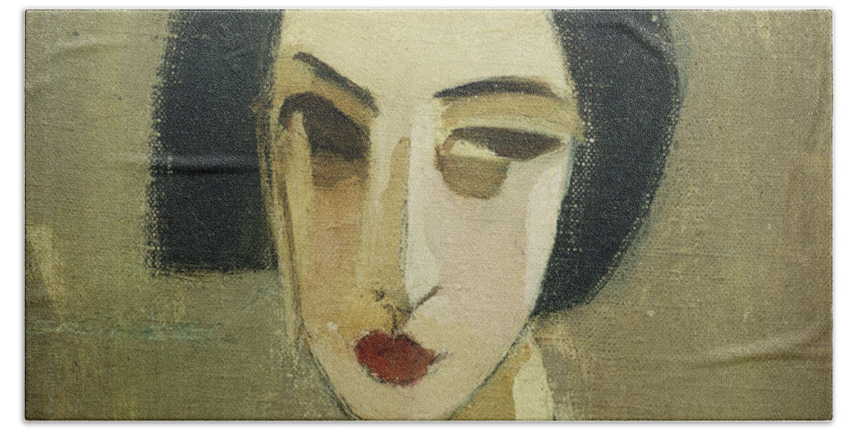 1930s Hand Towel featuring the painting Portrait Of Gota, 1933 by Helene Schjerfbeck