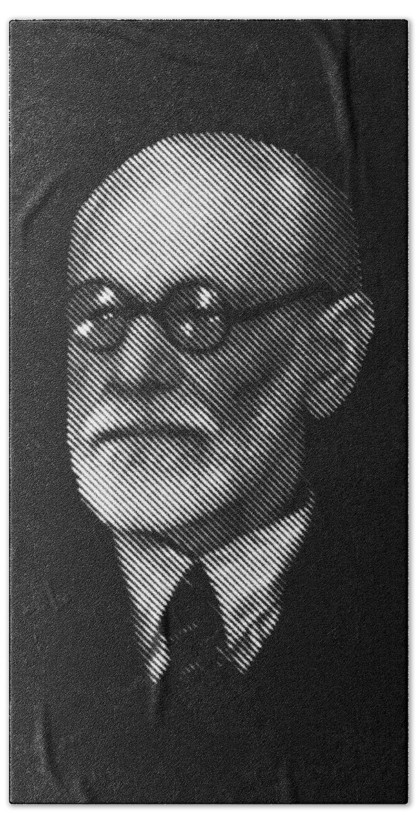  Father Of Psychoanalysis - Portrait Bath Towel featuring the digital art portrait of Sigmund Freud by Cu Biz