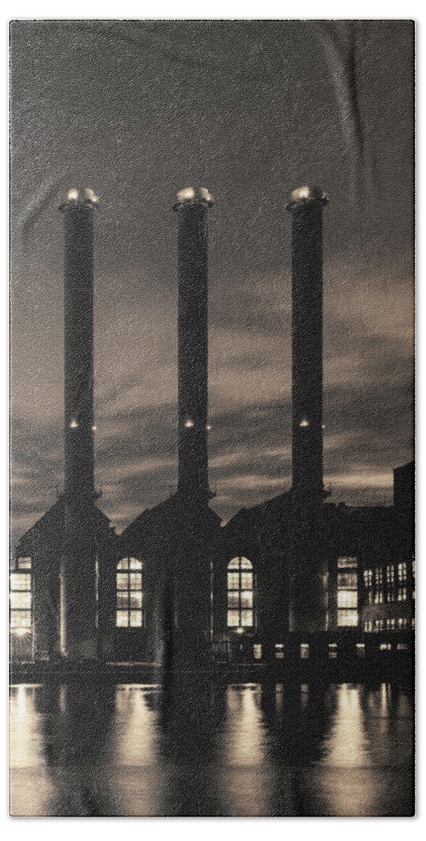 Architectural Bath Towel featuring the photograph Power Station Providence RI I Toned by David Gordon