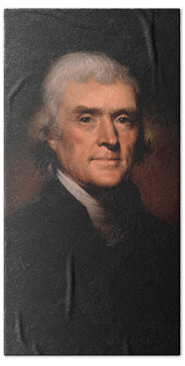 #faatoppicks Bath Towel featuring the painting President Thomas Jefferson by War Is Hell Store