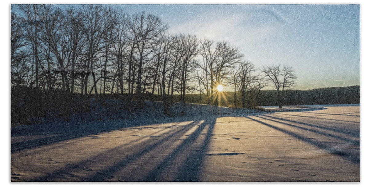 Winter Bath Towel featuring the photograph Pretty Winter sun rise scene by Sven Brogren