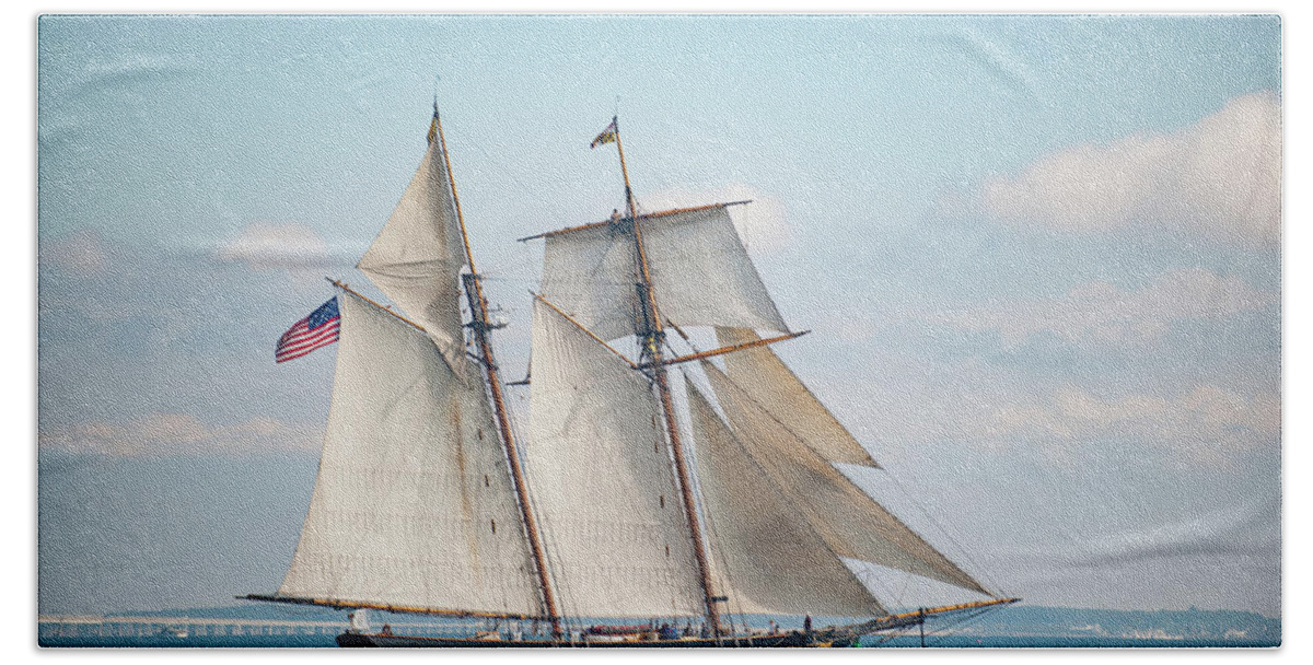 Schooners Bath Towel featuring the photograph Pride of Baltimore II Makes Sail by Mark Duehmig