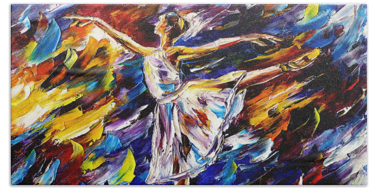 Ballet Dancer Hand Towel featuring the painting Prima Ballerina by Mirek Kuzniar