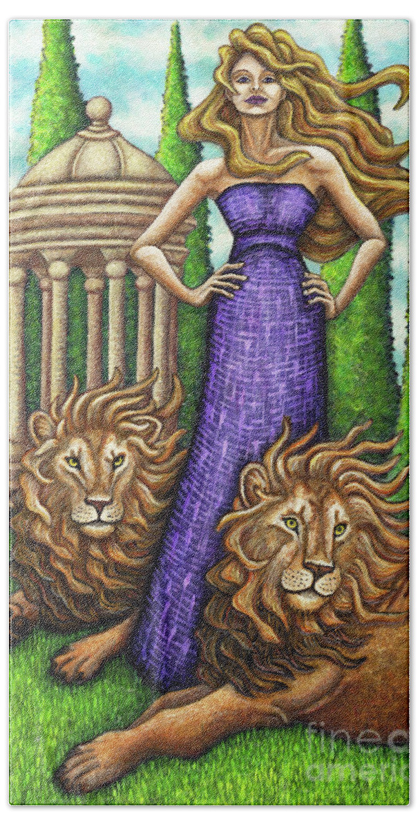 Cat Lady Bath Towel featuring the painting Proud Lions by Amy E Fraser