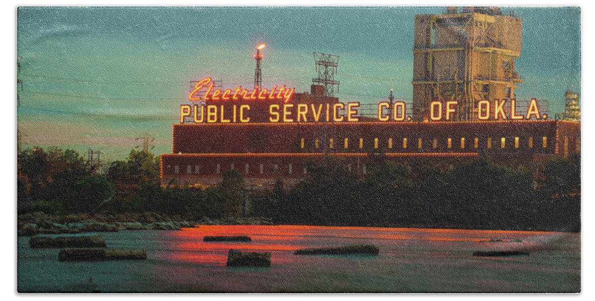 America Bath Towel featuring the photograph Public Service Co. Of Oklahoma - Tulsa by Gregory Ballos