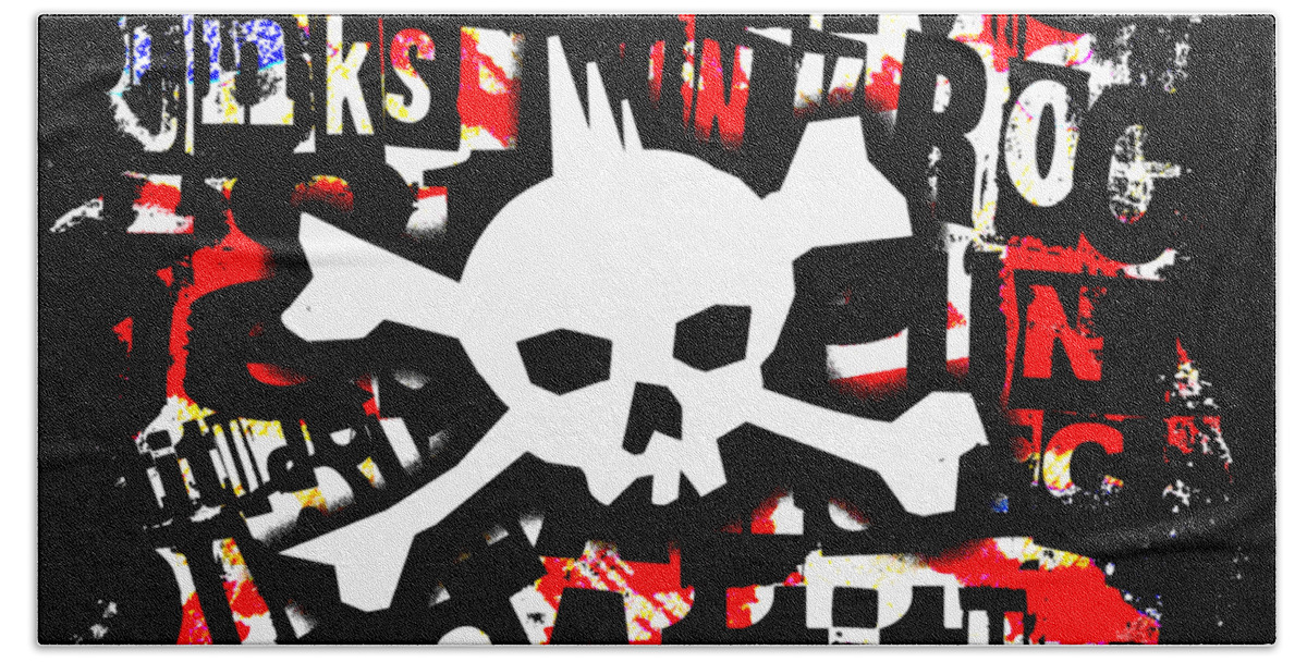 Skull Bath Towel featuring the digital art Punk Skull Graphic by Roseanne Jones