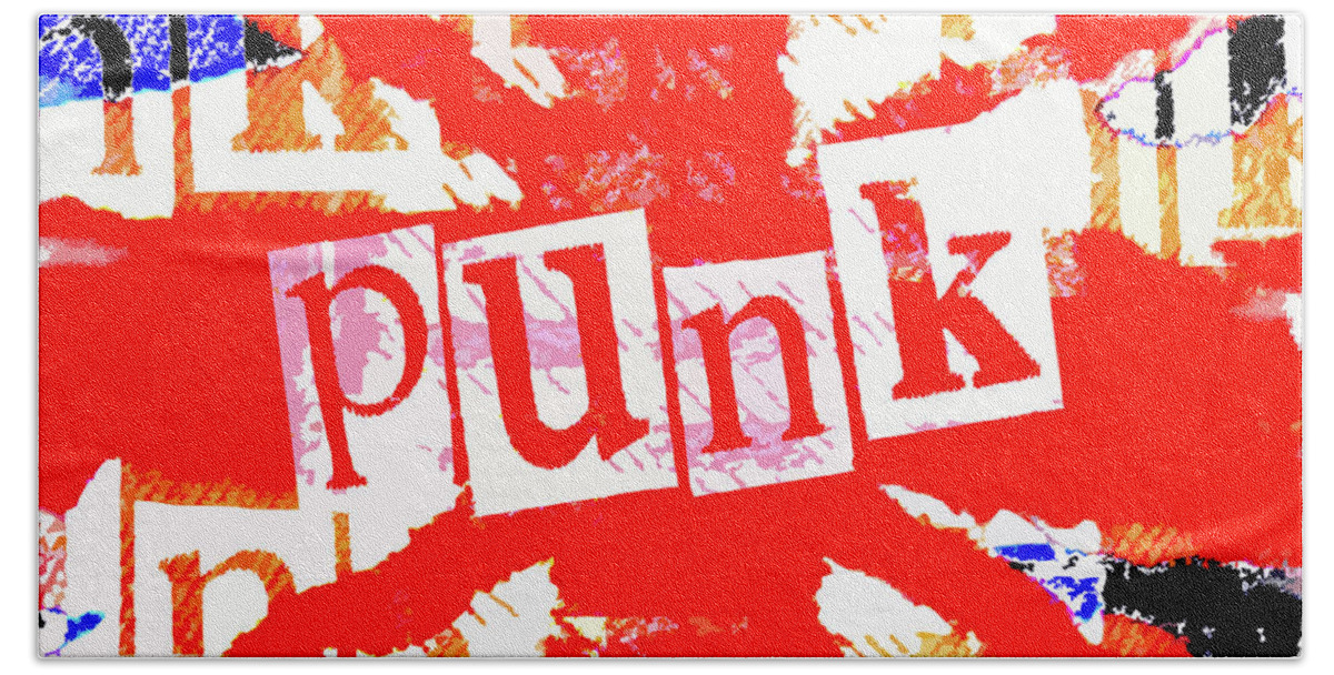 Punk Bath Towel featuring the digital art Punk Union Jack Graphic by Roseanne Jones