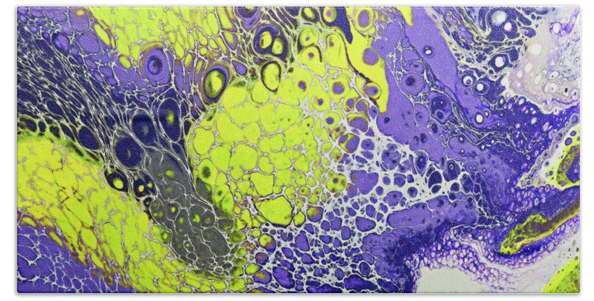 Abstract Painting Bath Towel featuring the photograph Purple and Yellow by Steve DaPonte