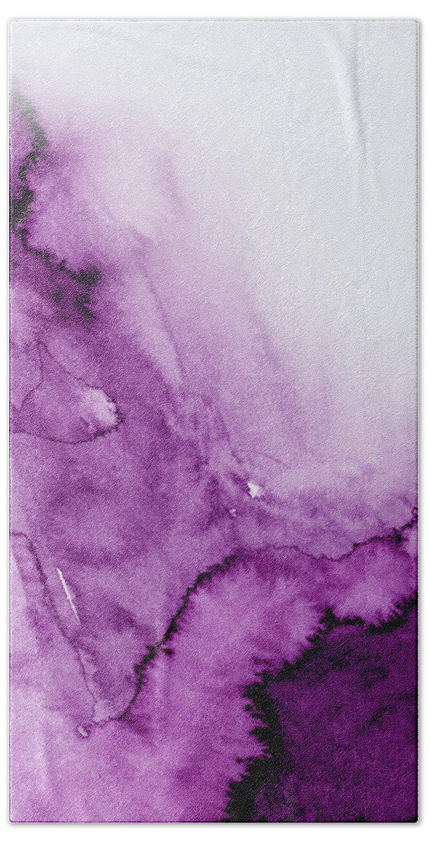 Landscape Hand Towel featuring the painting Purple Hills by Naxart Studio