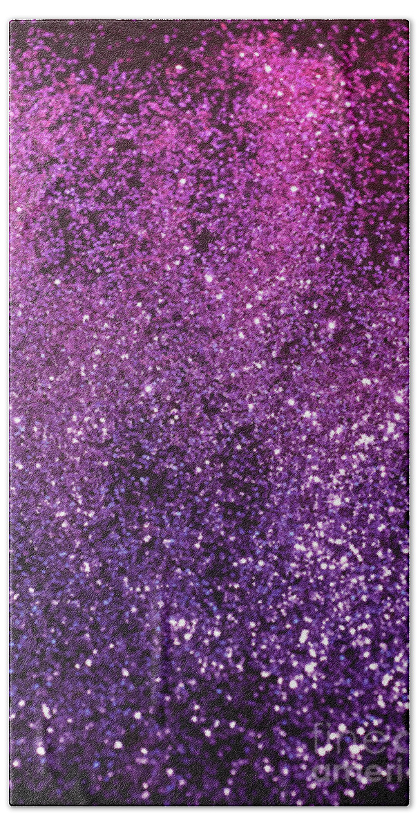 Photography Hand Towel featuring the mixed media Purple Pink Ombre Lady Glitter #1 #shiny #decor #art by Anitas and Bellas Art