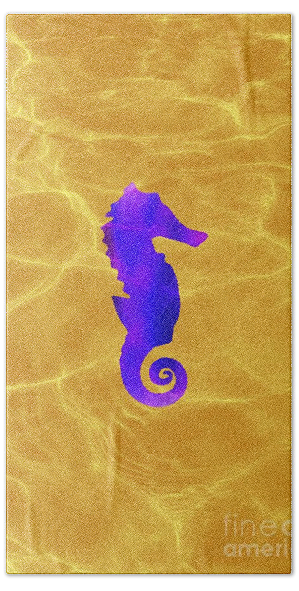Purple Bath Towel featuring the digital art Purple Seahorse Fantasy by Rachel Hannah