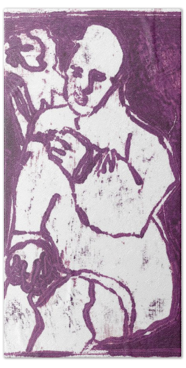 Purple Bath Towel featuring the painting Purple smoker by Edgeworth Johnstone