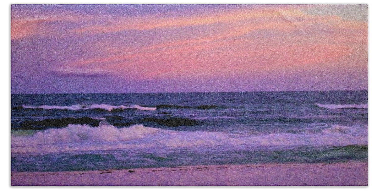 - Purple Sunset - Desting Fl Hand Towel featuring the photograph - Purple Sunset - Desting FL by THERESA Nye