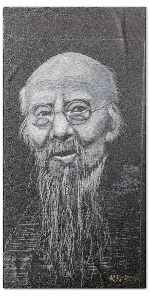 Qi Hand Towel featuring the pastel Qi Baishi by Richard Le Page