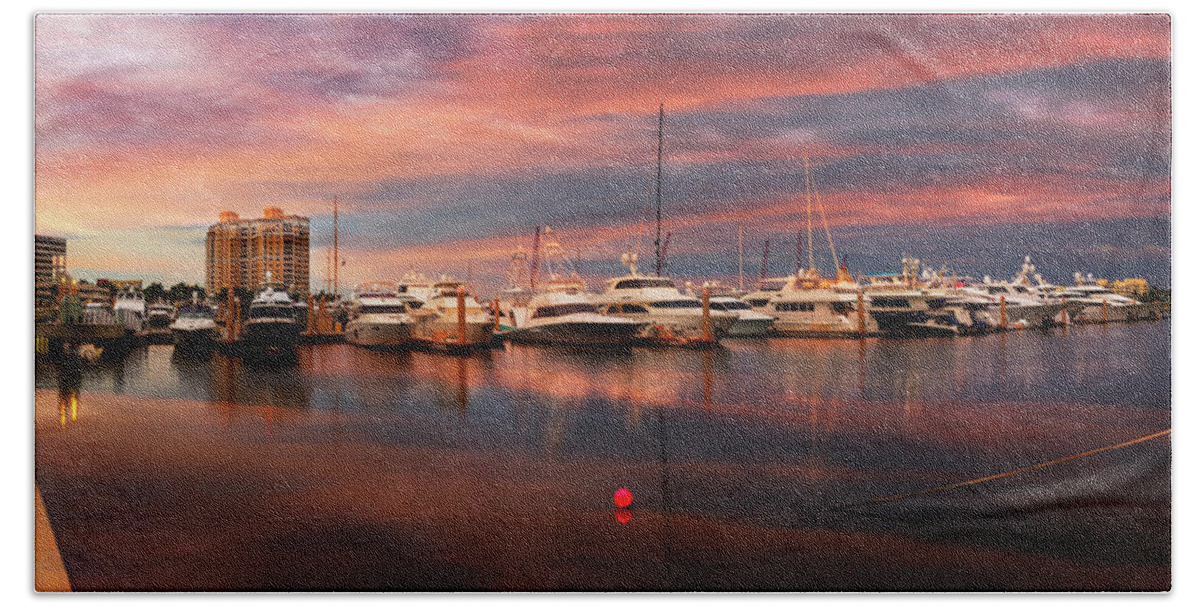 Boats Bath Towel featuring the photograph Quiet Evening on the Marina by Debra and Dave Vanderlaan