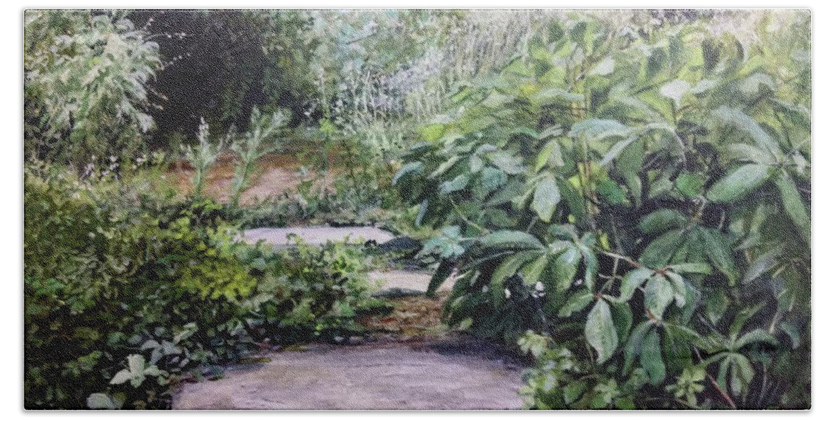 Garden Bath Towel featuring the painting Quiet Path by William Brody