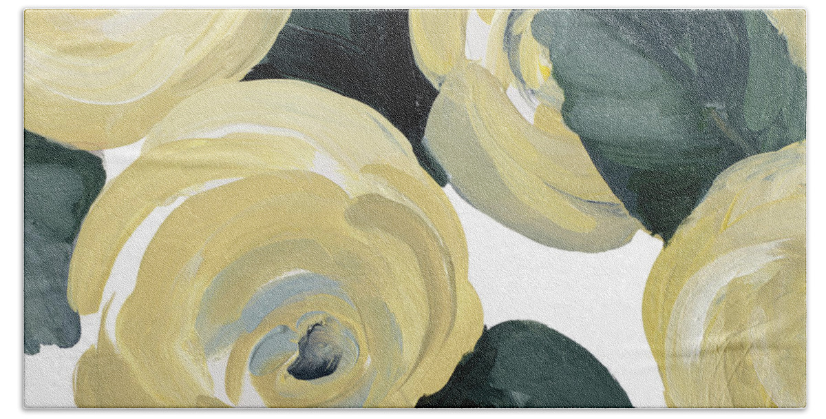 Quietly Hand Towel featuring the painting Quietly Bold Blooms by Lanie Loreth