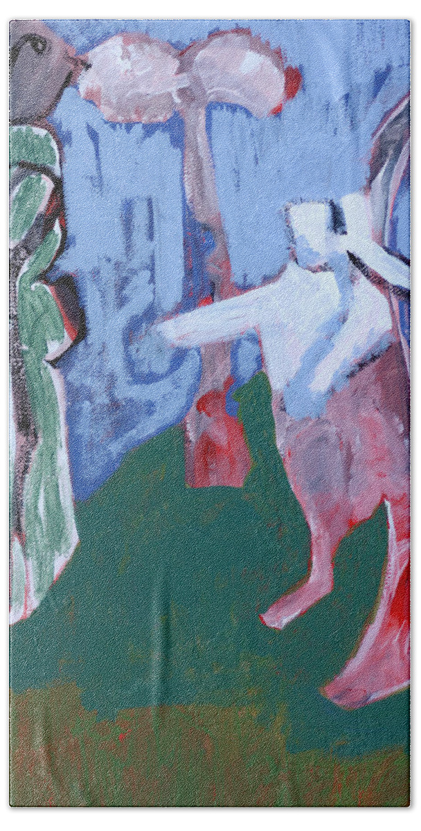 Rabbit Bath Towel featuring the painting Rabbit by a tree by Edgeworth Johnstone