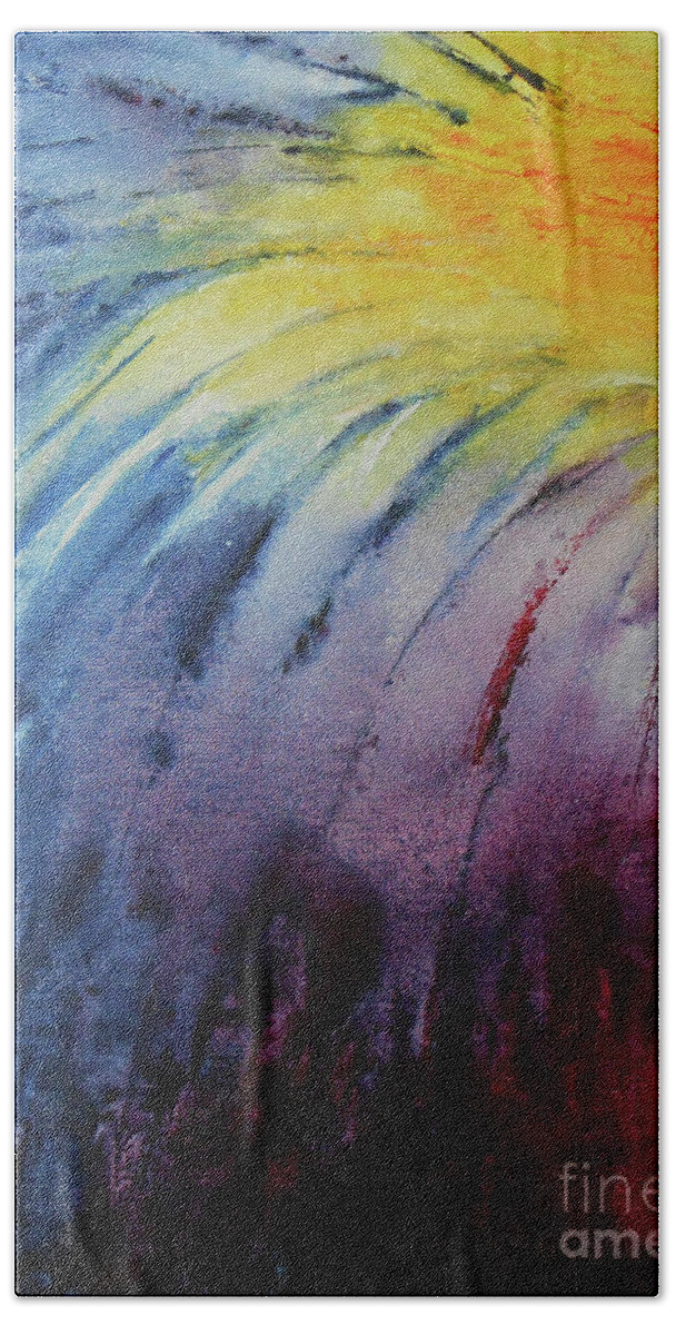 Abstract Bath Towel featuring the painting Rainbow Abstract series 2 by Jane See