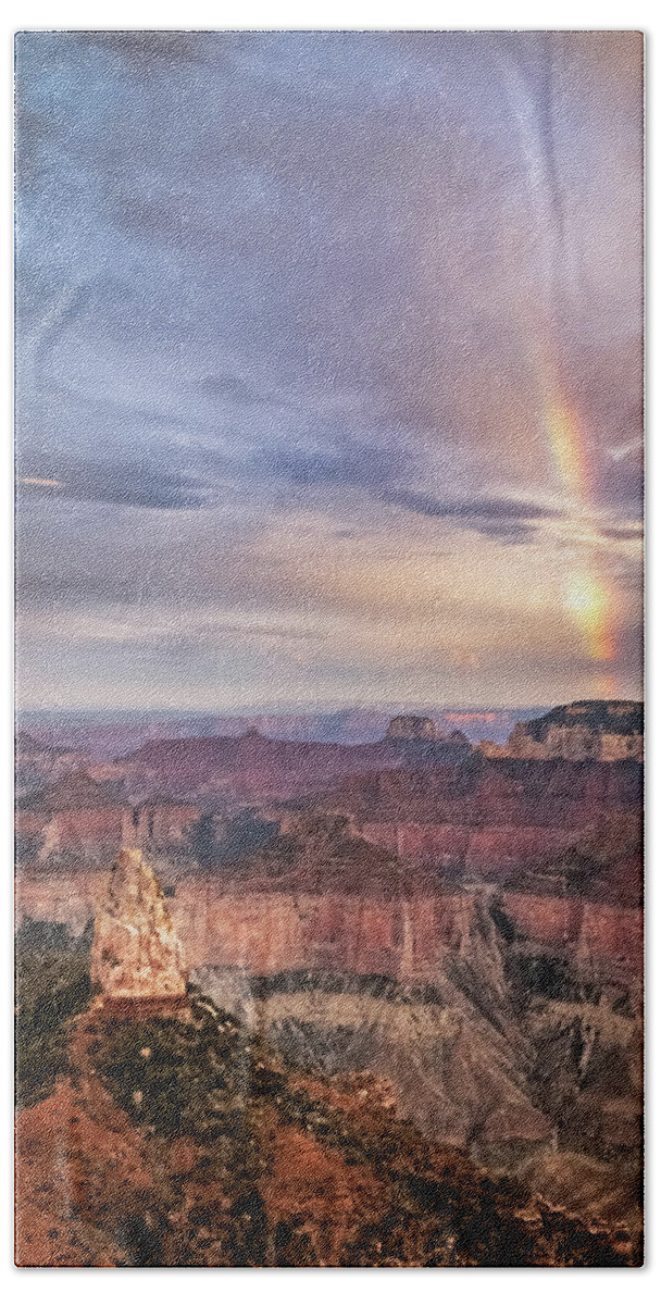 Rainbow Hand Towel featuring the photograph Rainbow at Point Imperial by Joe Kopp