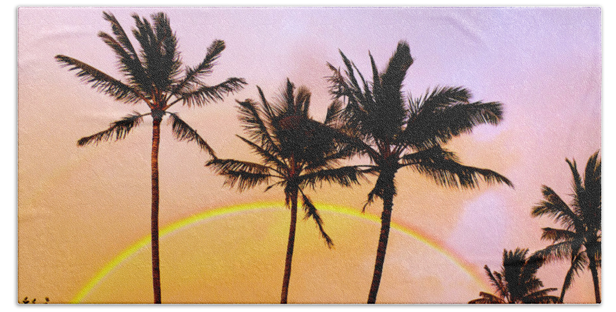 Rainbow Hand Towel featuring the photograph Rainbow Palms by Sean Davey