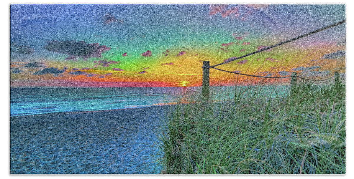 Sun Bath Towel featuring the photograph Rainbow Sunset by Sean Allen