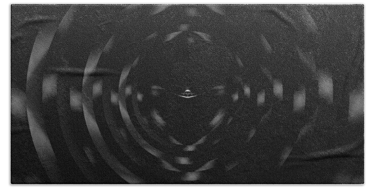 Black And White Hand Towel featuring the digital art Raindrop Black and White Reflection Circles by Pelo Blanco Photo