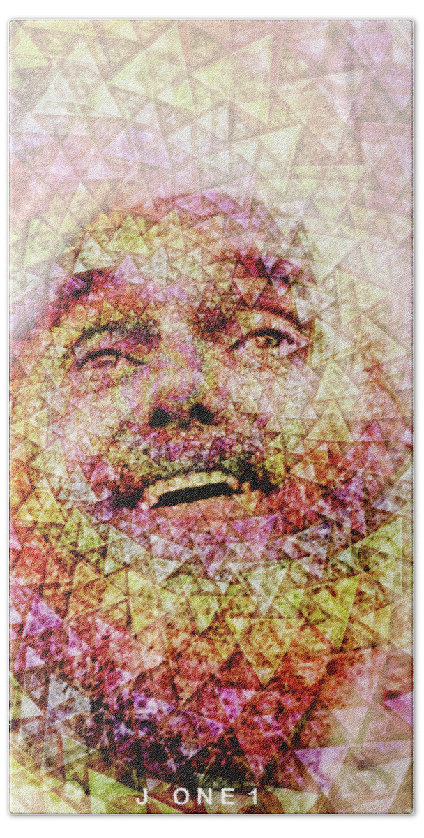 Ram Dass Bath Towel featuring the digital art Ram Dass In Samadhi by J U A N - O A X A C A