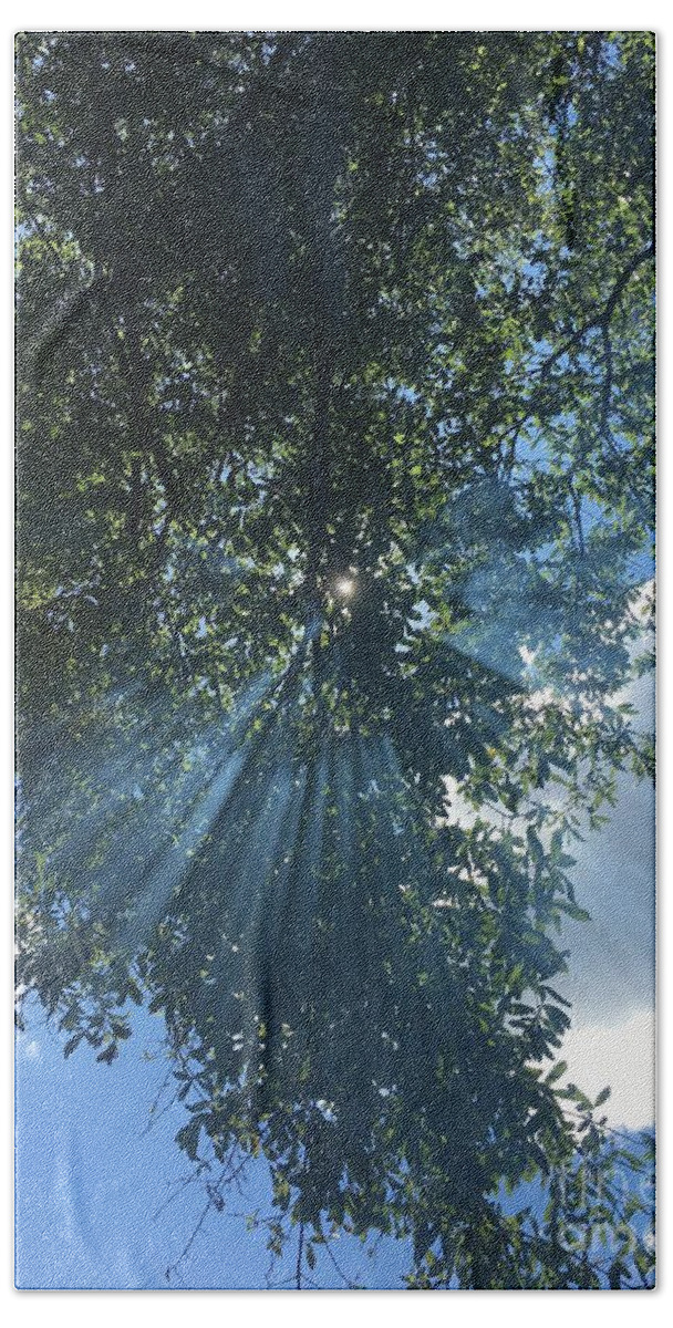 Sun Bath Towel featuring the painting Rays of Hope by Alan Metzger