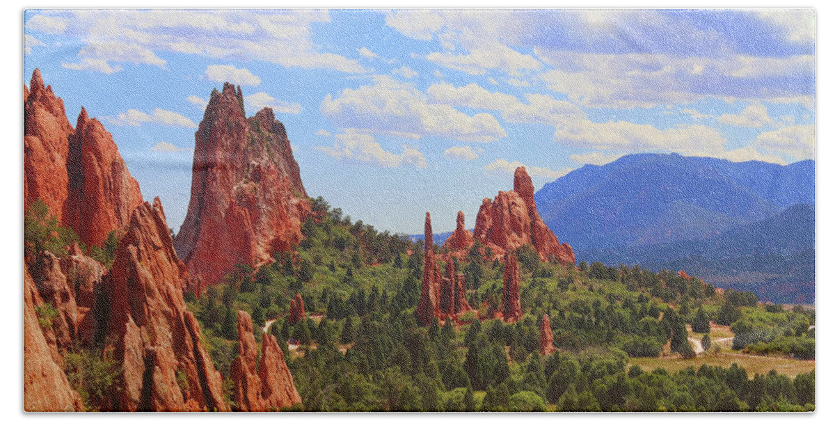 Colorado Hand Towel featuring the photograph Reach for the Sky in Garden of the Gods by Ola Allen