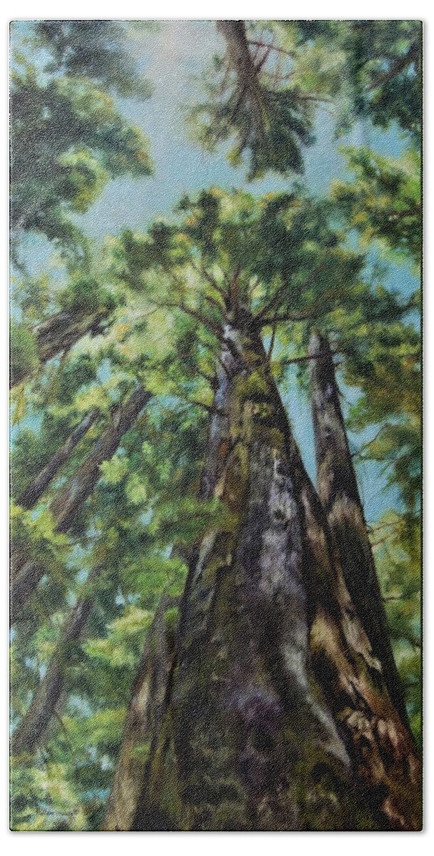 Forest Hand Towel featuring the painting Reaching for the Light by Lori Brackett