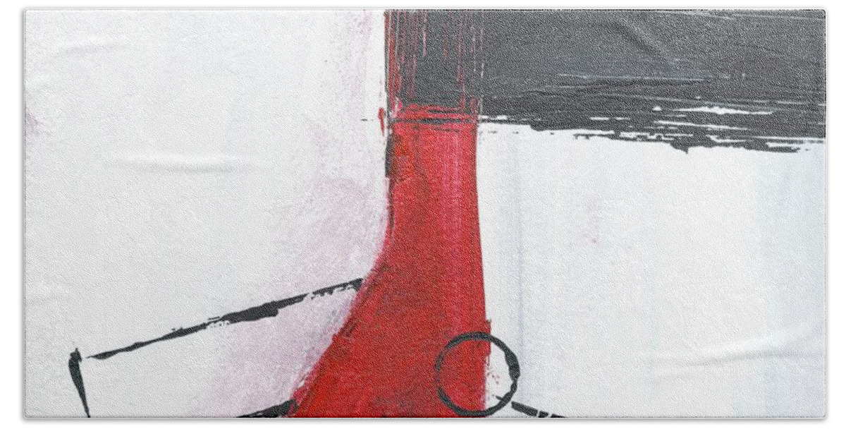 Abstract Bath Towel featuring the painting Red and Black Study 2 by Christine Chin-Fook