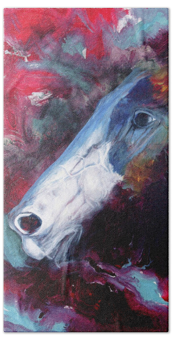 Horse Bath Towel featuring the painting Red Horse by Cynthia Westbrook