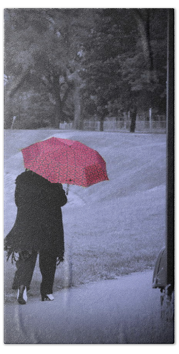  Bath Towel featuring the photograph Red Umbrella by Jack Wilson