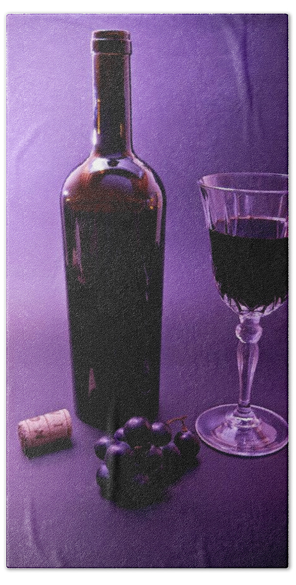 Red Bath Towel featuring the photograph Red wine display by Martin Smith