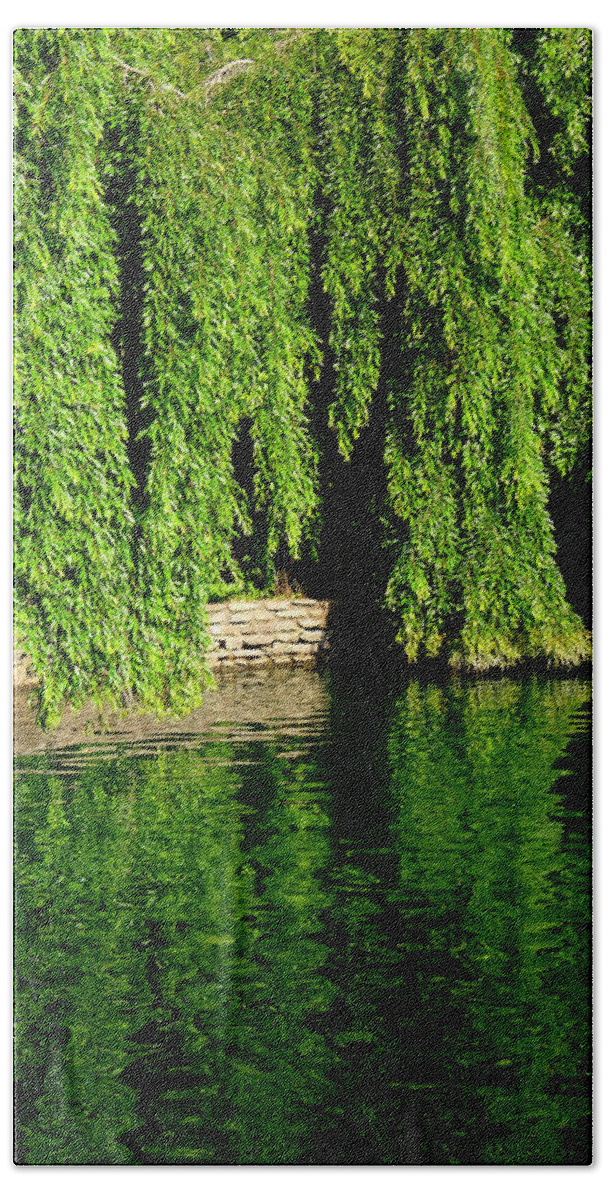 Weeping Willow Bath Towel featuring the photograph Reflections by Mike McBrayer