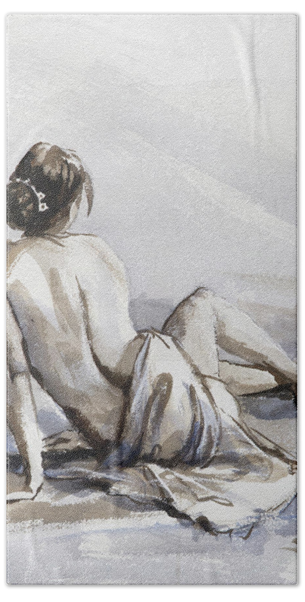 Woman Hand Towel featuring the painting Relaxed by Steve Henderson