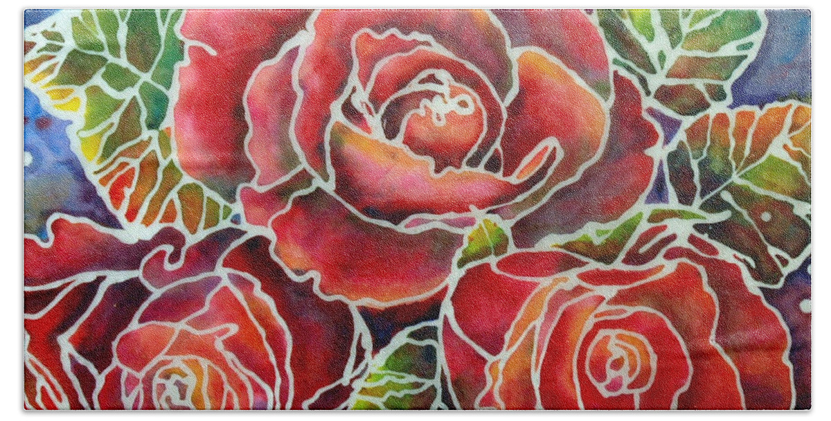 Rose Hand Towel featuring the painting Resisting Roses by Cynthia Westbrook
