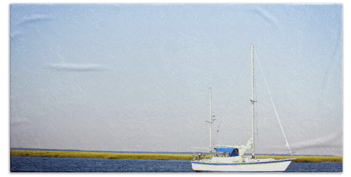 Resting Hand Towel featuring the photograph Resting Sails by Susan Bryant