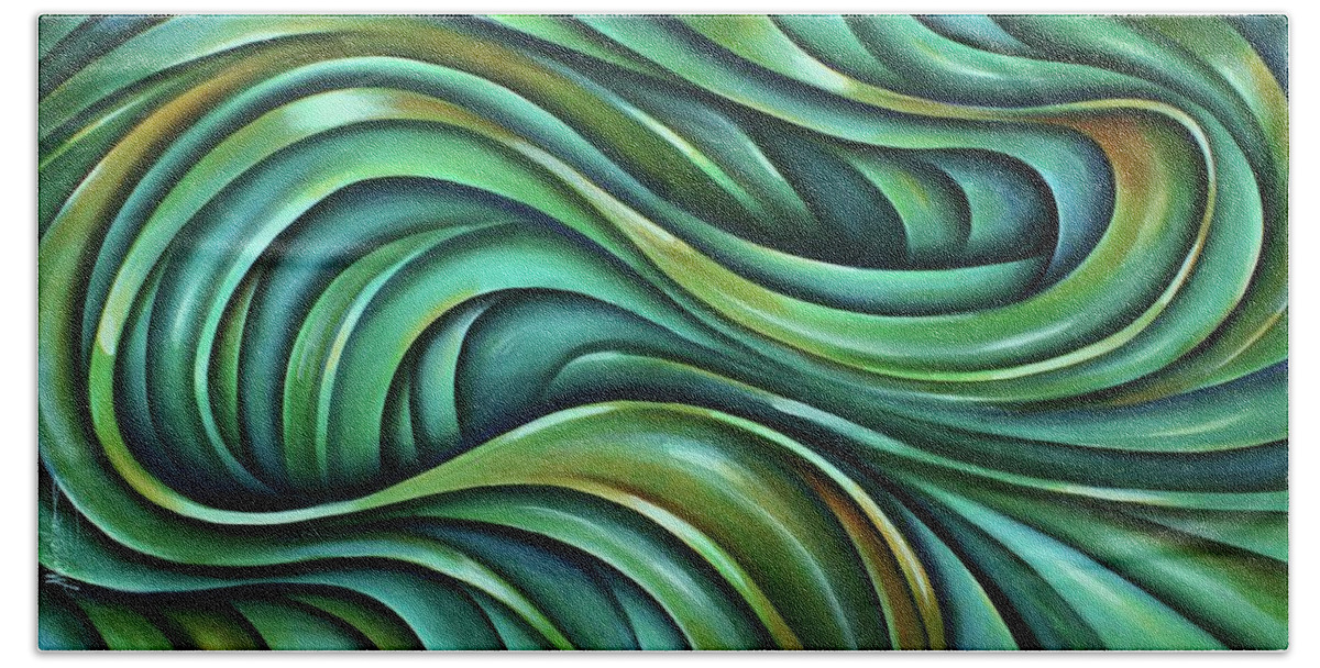 Green Hand Towel featuring the painting Ribbons by Michael Lang