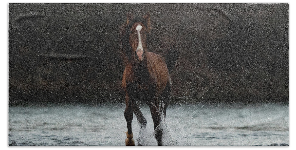 Action Bath Towel featuring the photograph River Run 2 by Shannon Hastings
