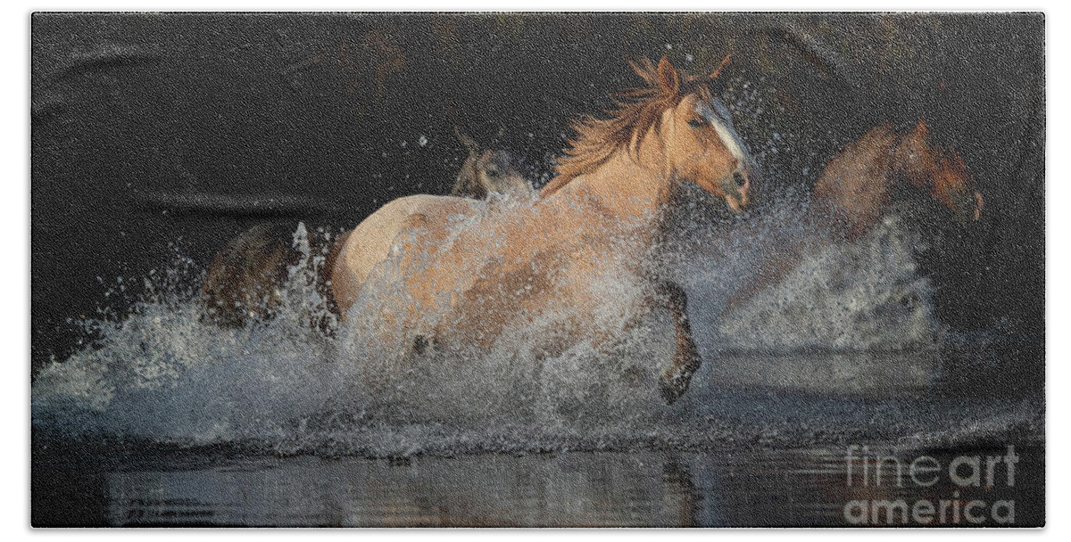 Horse Bath Towel featuring the photograph River Run by Shannon Hastings