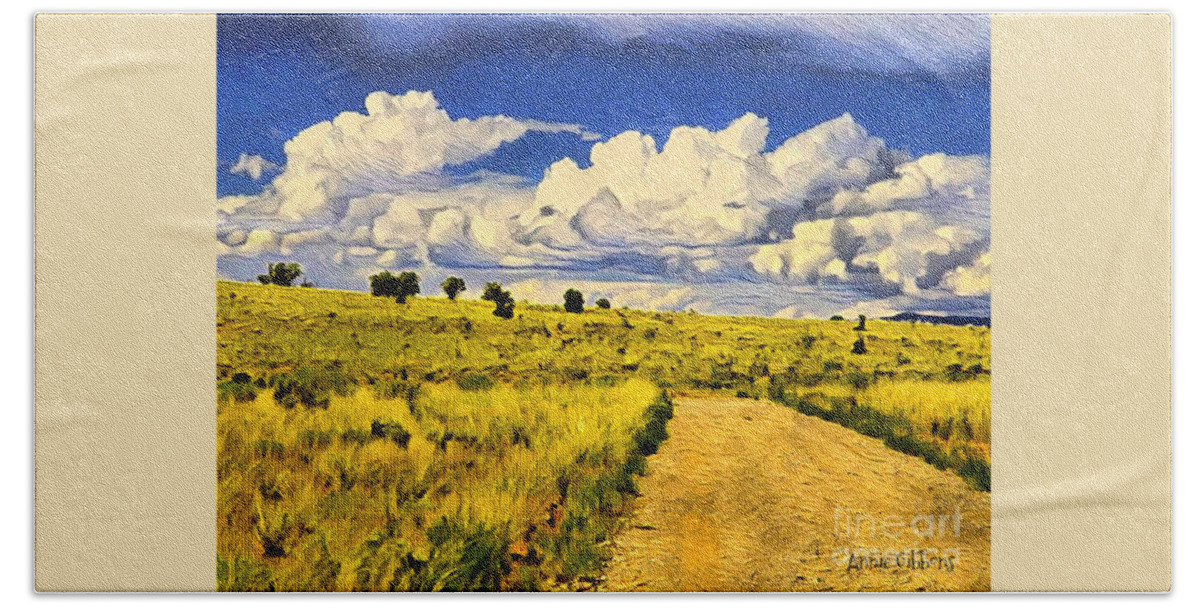 Country Road Seems To Lead To Nowhere Hand Towel featuring the digital art Road To Nowwhere by Annie Gibbons